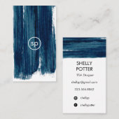 Turquoise brushstoke conception carte de visite mi (Devant / Derrière)