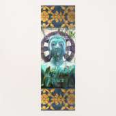 Turquoise Buddha Foto Gold Mosaic Peace Script Yogamat (Voorkant)