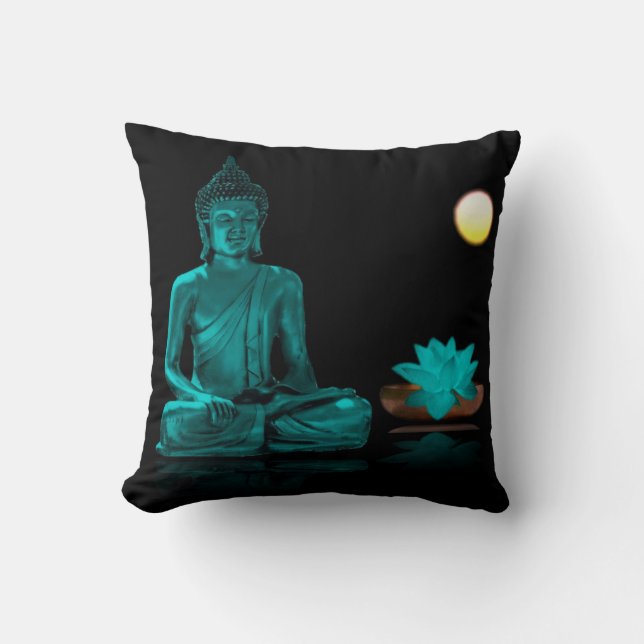 Turquoise Buddha Sierkussen (Voorkant)