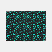 Turquoise buitenaards patroon met sterren en manen fleece deken (Voorkant (Horizontaal))