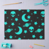 Turquoise buitenaards patroon met sterren en manen tissuepapier (Craft)