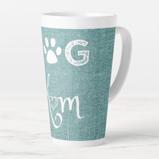 Turquoise Burlap Chien Maman Latte Mug (Angle droit)