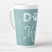 Turquoise Burlap Chien Maman Latte Mug (Angle gauche)