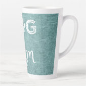 Turquoise Burlap Chien Maman Latte Mug (Droite)