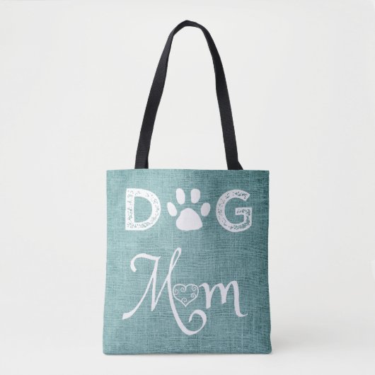 Turquoise Burlap Chien Sac fourre-tout maman (Devant)