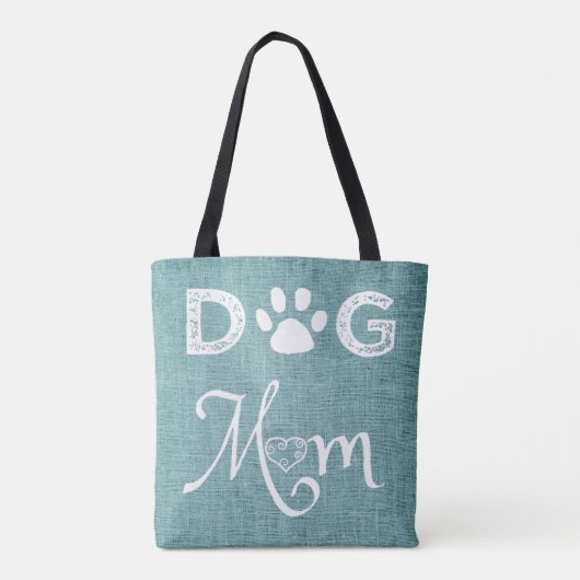 Turquoise Burlap Chien Sac fourre-tout maman (Dos)