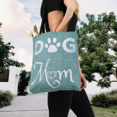 Turquoise Burlap Chien Sac fourre-tout maman