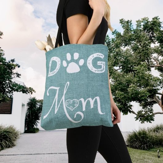 Turquoise Burlap Chien Sac fourre-tout maman