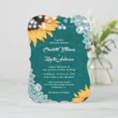 Turquoise Burlap dentelle tournesol invitations de (Debout devant)