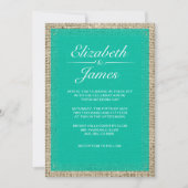 Turquoise  Burlap Wedding Invitations Kaart (Voorkant)