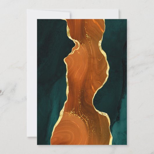 Turquoise, Burning Orange & Gold Agate Faire-part  (Dos)