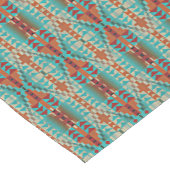 Turquoise Burnt Oranje Bruin Mosaic Pattern Korte Tafelloper (Hoek)