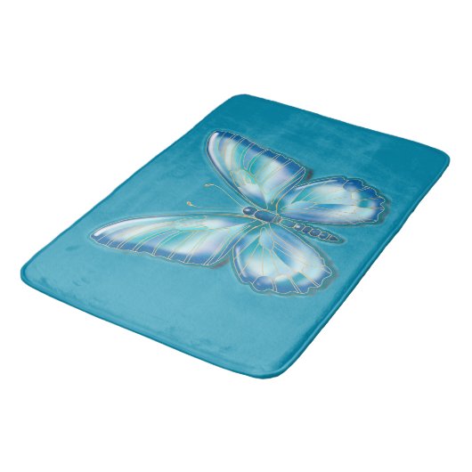 Turquoise Butterfly Badmat (Gekanteld)
