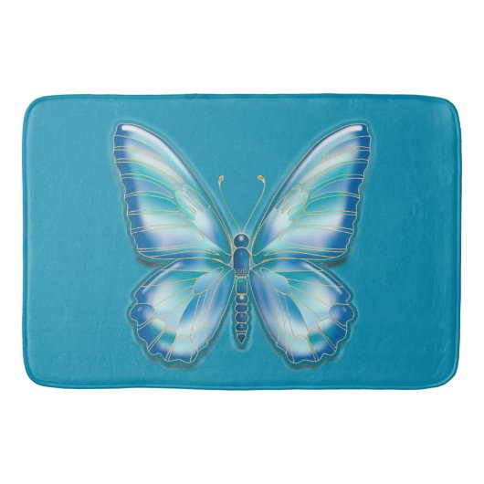 Turquoise Butterfly Badmat (Voorkant)