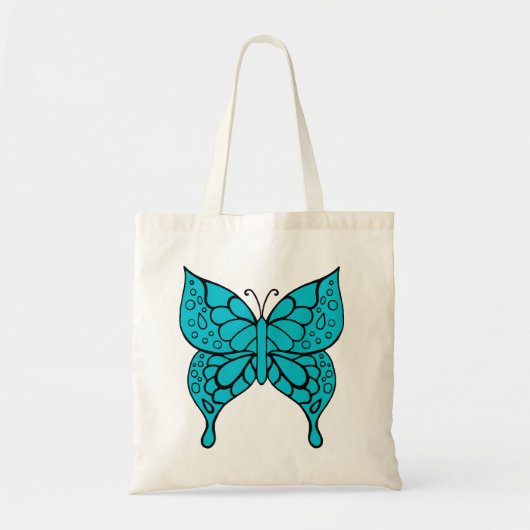 Turquoise Butterfly Canvas tas (Voorkant)