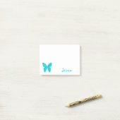 Turquoise Butterfly Persoonlijke meisjesnaam Post-it® Notes (Op bureau)
