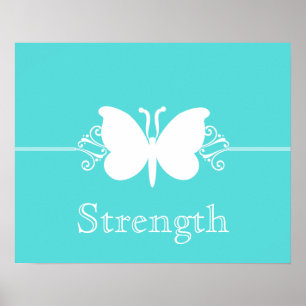 Turquoise Butterfly Swirls Virtueel Poster