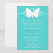 Turquoise Butterfly Swirls Wedding Invitation (Devant / Derrière)