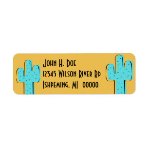 Turquoise Cactus Southwestern Adresetiketten Etiket