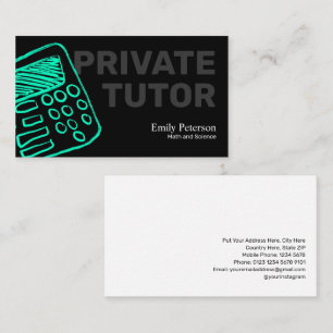 Turquoise Calculator Schets Privé Tutor Zwart Visitekaartje