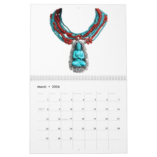 Turquoise Calendrier 12 mois 2026 (Mar 2026)