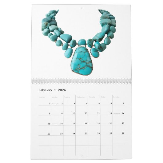 Turquoise Calendrier 12 mois 2026 (Feb 2026)