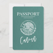 Turquoise Cancun Passport Wedding Kaart (Achterkant)
