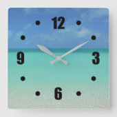 TURQUOISE CARIBBEAN ZEE BENEATH BLUE SKY VIERKANTE KLOK (Voorkant)