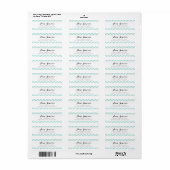 Turquoise Carnaval bleu rayures Étiquettes de adre (Feuille entière)