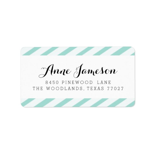 Turquoise Carnaval bleu rayures Étiquettes de adre (Devant)