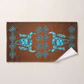 Turquoise Carved Buffalo Skull Graphic Bad Handdoek (Handdoek)