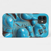 Turquoise Carved Happy Buddha Statue Iphone Case (Achterkant (horizontaal))
