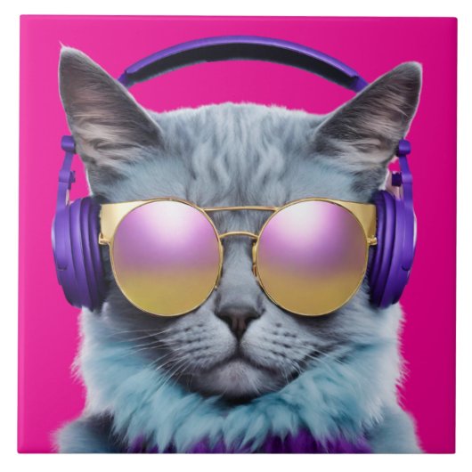 Turquoise Cat Decoratieve Tegel Tegeltje (Voorkant)