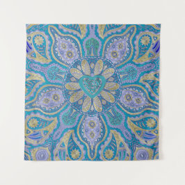 Turquoise Celtic Heart Mandala Wall Tapestry Wandkleed