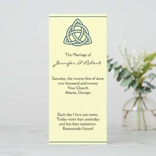 Turquoise Celtic Knot Wedding Programme (Debout devant)