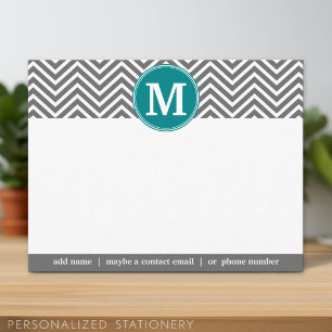 Turquoise Charbon Chevrons Monogram Merci