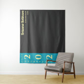 Turquoise Charcoal Modern Graduation Party Wandkleed (In situ)