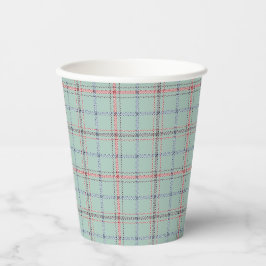 Turquoise checkered classic pattern. papieren bekers