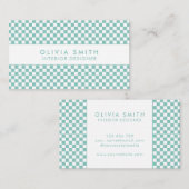 Turquoise Checkered Modern Visitekaartje (Voorkant / Achterkant)