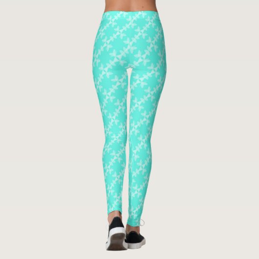 Turquoise Checkered Pattern Easter Yoga Pants Leggings (Achterkant)
