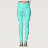 Turquoise Checkered Pattern Easter Yoga Pants Leggings (Voorkant)