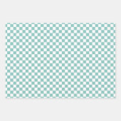 Turquoise Checkered Pattern Inpakpapier Vel (Voorkant 3)