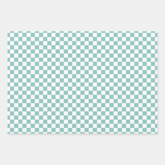 Turquoise Checkered Pattern Inpakpapier Vel (Voorkant)