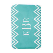 Turquoise Chevron Custom Monogram Badmat (Voorkant Verticaal)