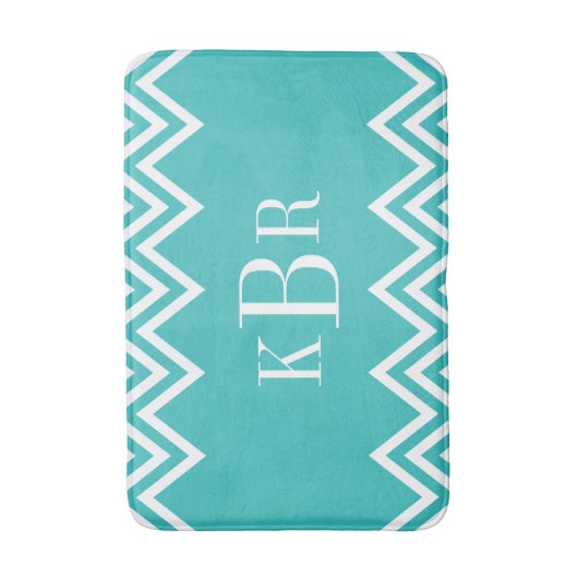 Turquoise Chevron Custom Monogram Badmat (Voorkant Verticaal)