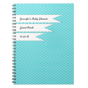 Turquoise Chevron de livre d'invité de Fête de la