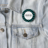 Turquoise Chevron Glitter Afstuderen Button (In situ)