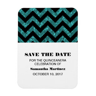 Turquoise Chevron Glitter Quinceañera Magnet Magneet