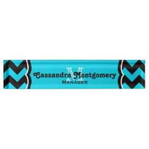 Turquoise chevron monogram classy naambordje
