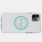 Turquoise Chevron Monogram Coque-Mate coque iphone (Dos (Horizontal))